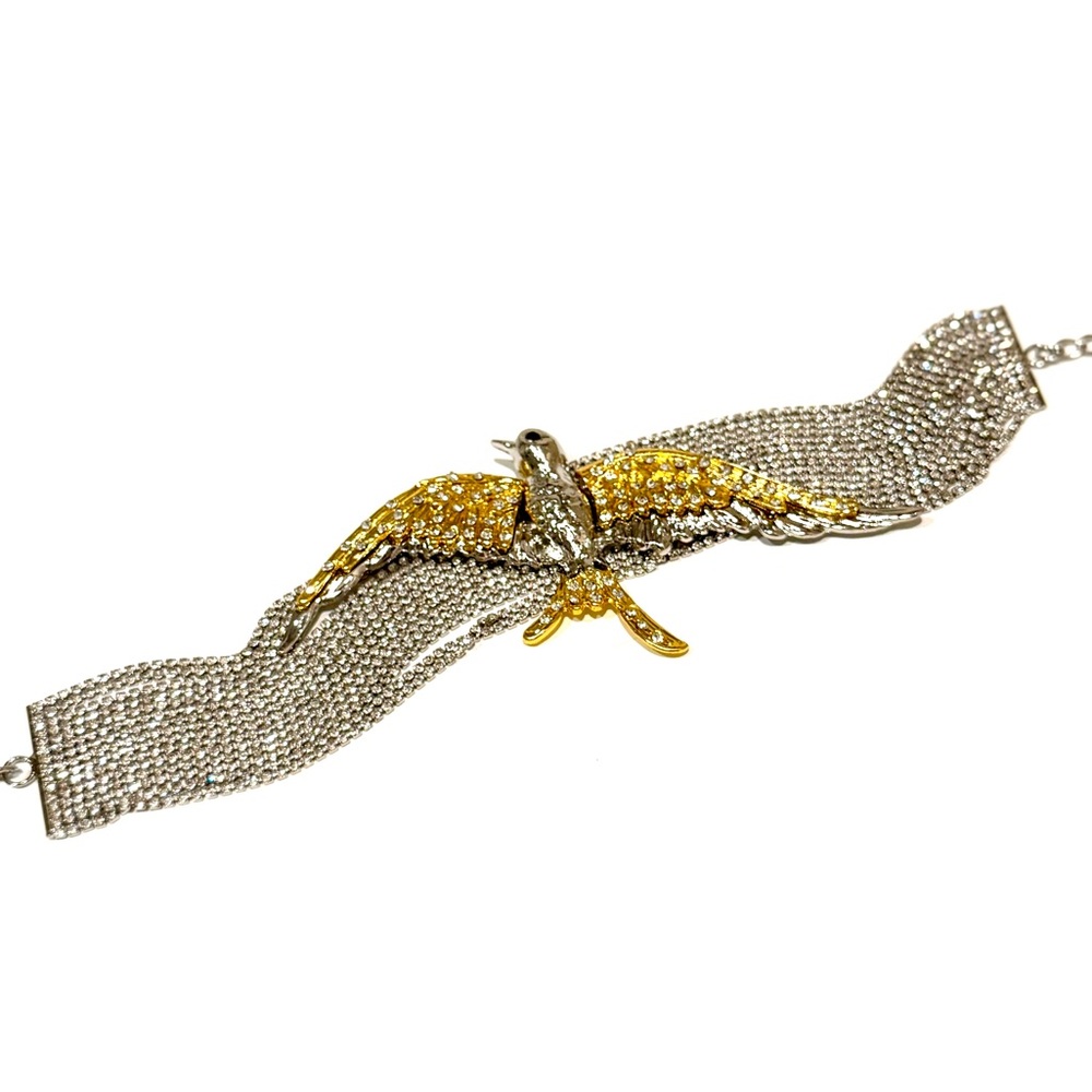ZARA Multistrand Rhinestone Statement Choker w Two-Tone Bird | NWOT - Picture 5 of 14